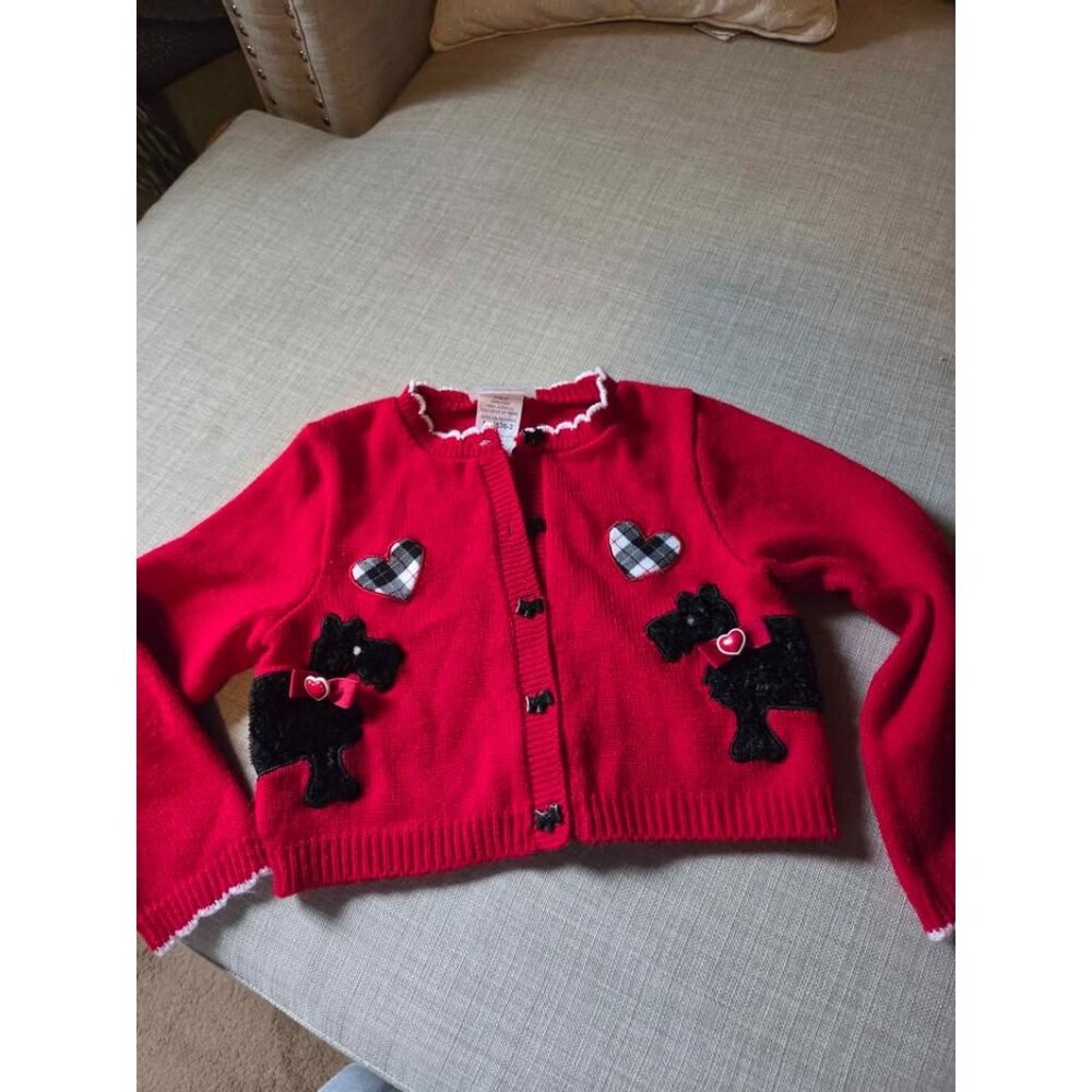 Bonnie Jean red scotty dog cardigan size 6
